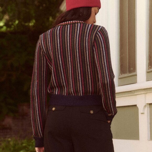 The Great. Navy Stripe Cardigan - Picture 3 of 10